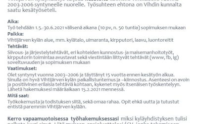 Kyläyhdistys hakee taas kesätyöntekijöitä