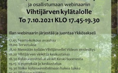 Vihtijärven kylävideo julkistetaan 7.10.2021 – tule mukaan katsomaan ensiesitystä