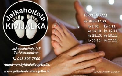 Jalkahoitoja loka- ja marraskuussa kylätalolla